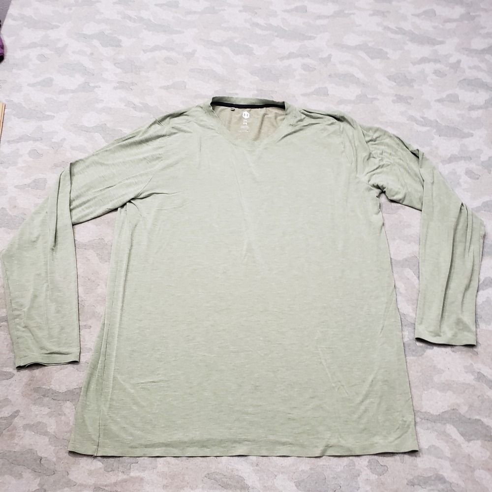 Under Armour Shirt Mens 2XL Green Recovery Celliant Long Sleeve Gym Athletic